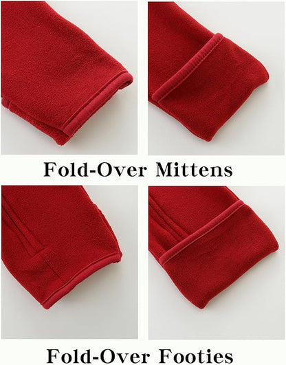 Newborn Baby Bear Onesie Winter Snowsuit With Fold-over Mittens & Footies Zip Up Baby Fleece Jumpsuit 0-18M