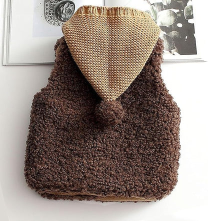 Newborn Baby Fleece Vest Girls Winter Thick Button Down Fuzzy Sleeveless Jacket Lightweight Soft Cotton Plush Outerwear