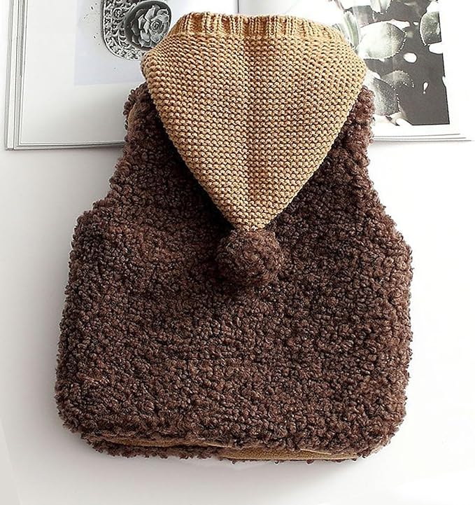 Newborn Baby Fleece Vest Girls Winter Thick Button Down Fuzzy Sleeveless Jacket Lightweight Soft Cotton Plush Outerwear