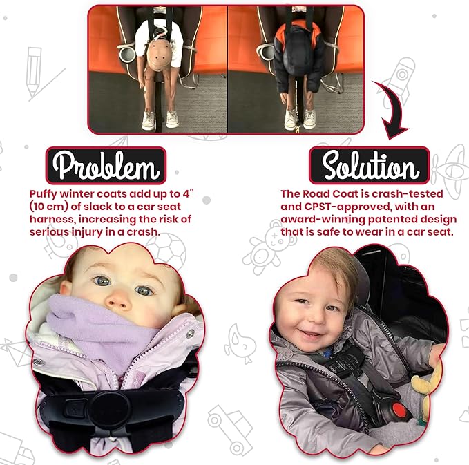 ONE KID The Road Coat Premium Snow Suit | Car Seat Safe Winter Jacket for Infants & Toddlers | Crash Tested, Easy In & Out