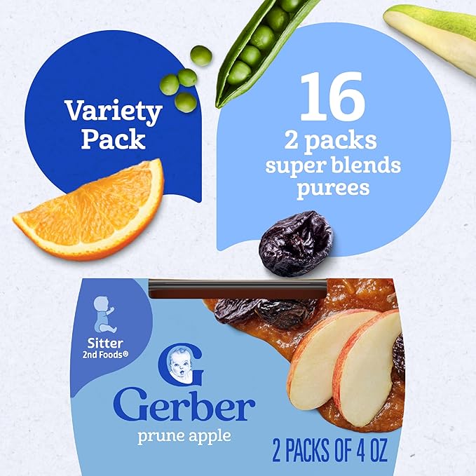 Gerber 2nd Foods Natural for Baby WonderFoods Baby Food, Variety Pack, 4 oz Tubs (32 Pack)
