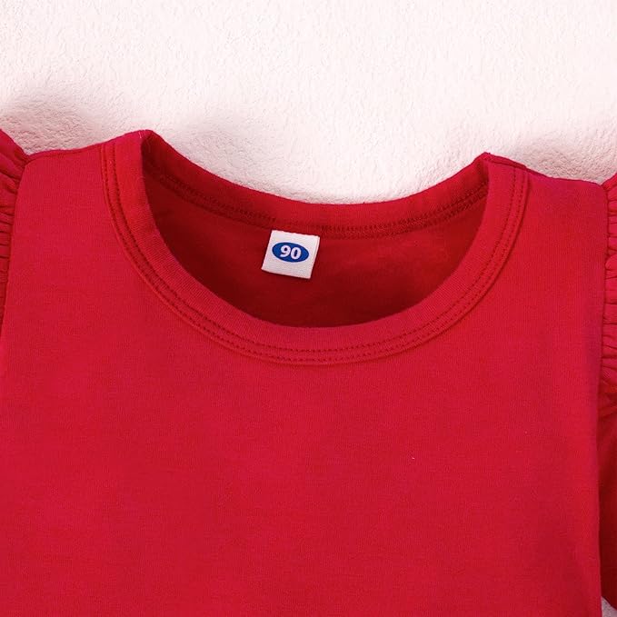 LYSMuch Baby Girls Ruffle Long Sleeve Bodysuit Infant Solid Color Top Jumpsuit Clothes