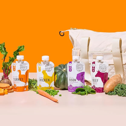 Serenity Kids 6+ Months Baby Food Pouches - Nutrient-Packed Meat Puree with 5g Protein - Organic Baby Food with Ethically Sourced Meat & Veggies - Convenient On-the-Go Toddler Snacks - 3.5 Oz, 8 Pack