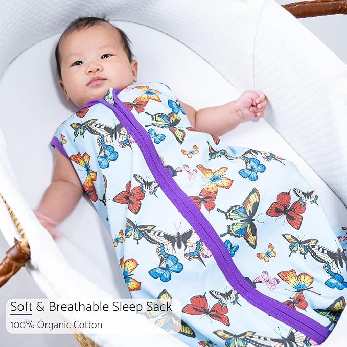 LollyBanks Sleep Sack, 100% Cotton Neutral Baby Sacks, 0.5 TOG Sleep Sacks Lightweight with 2-Way Zipper
