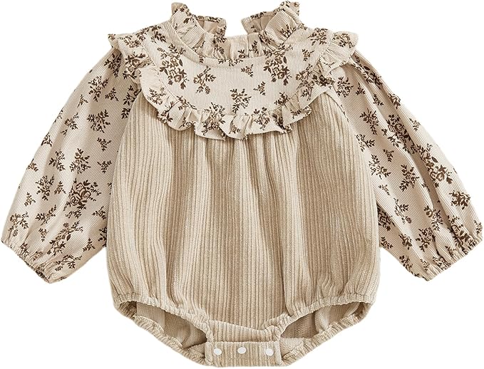 2pcs Infant Baby Girls Romper Dress Headband Long Sleeve Clothing Flowers Newborn Boho Girl Outfit Jumpsuit Clothes