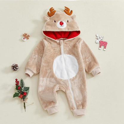 Newborn Baby Boy Girl Clothes Valentines Heart Long Sleeve Romper One Piece Jumpsuit Hoodie Coat Warm Winter Outfits
