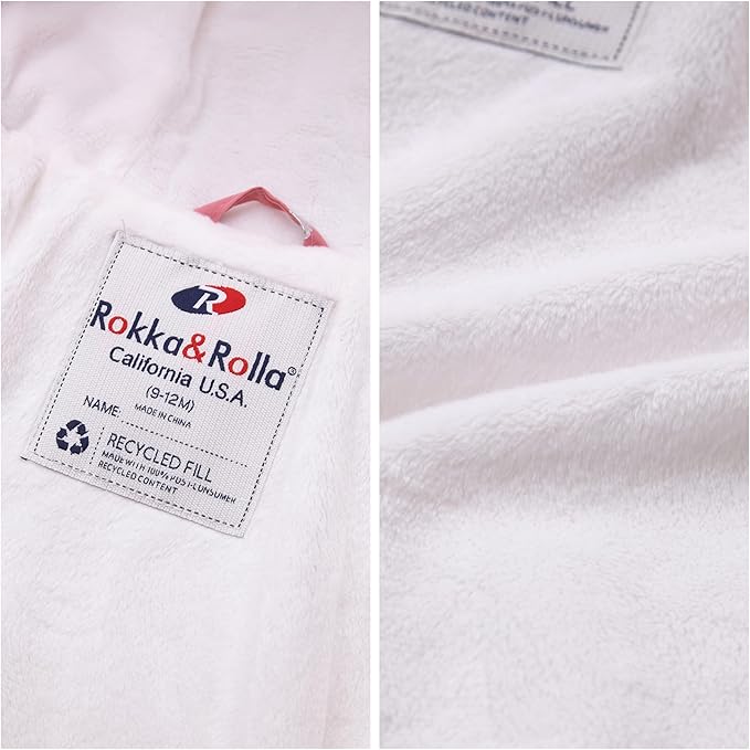 Rokka&Rolla Baby Girls' Water-Resistant Soft Mini Fur Lined Puffer Jacket Winter Coat for Newborn Infant Toddler