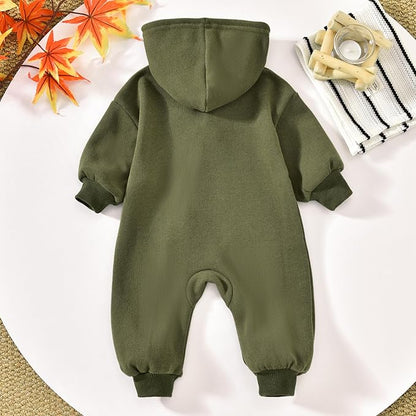 Unutiylo Unisex Baby Boys Girls Long Sleeve Infant Baby Zipper Hooded Jumpsuits Romper Loose Outfit Clothes