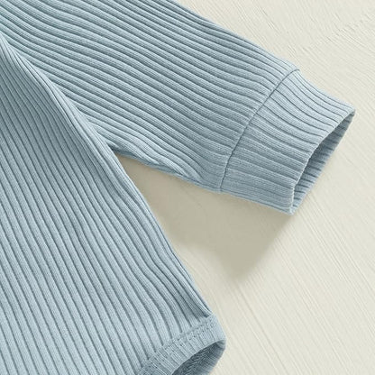 Newborn Baby Boy Girl Clothes Ribbed Knitted Long Sleeve Romper Pants Solid Cotton Infant Fall Winter Outfits 2Pcs