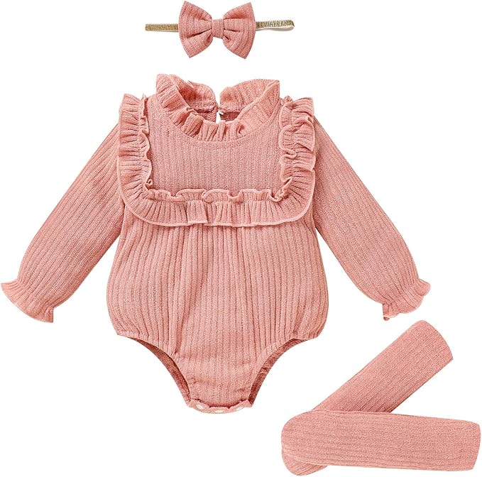 GRNSHTS Newborn Baby Girl Clothes Ruffle Rompers Toddler Fall Outfits for Girls Set Little Girl Fall Winter Clothing