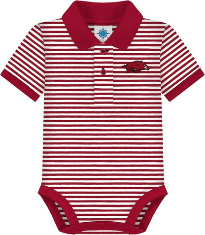 Creative Knitwear College Baby Striped Polo Bodysuit - Team Logo, Multiple Colors, for Boys & Girls (0-12 Months)