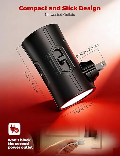 Night Light, 2-Pack Dimmable Plug-in Night Light with Auto On/Off & 90°Rotatable Plug, 0-100LM Adjustable Brightness,1W Ultra Low Energy for Bedroom, Hallway, Bathroom, Nursery, Kids Room, Red