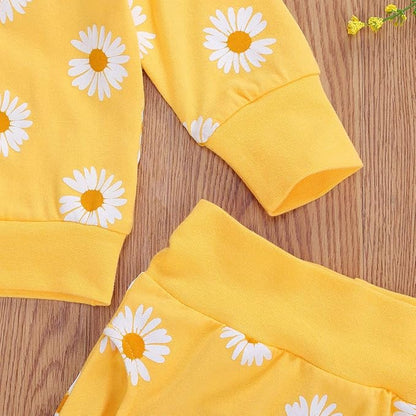 3Pcs Baby Girl Outfits Daisy Sweatshirt + Pants + Headband Infant Fall Winter Clothes