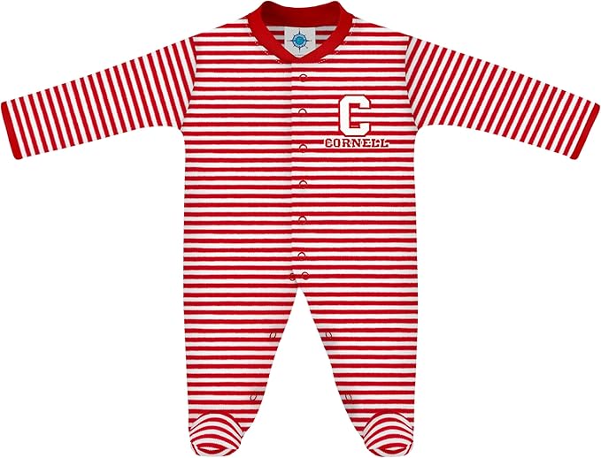 Creative Knitwear College Baby Striped Footed Romper - Team Logo, Multiple Colors, for Boys & Girls (0-9 Months)