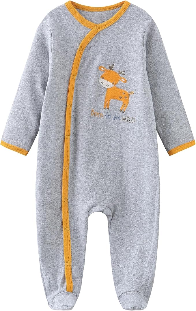 Newborn Baby Boy Girl Organic Cotton Bodysuit Long Sleeve Jumpsuit 3-Pack Outfits Clothes,0-24Months