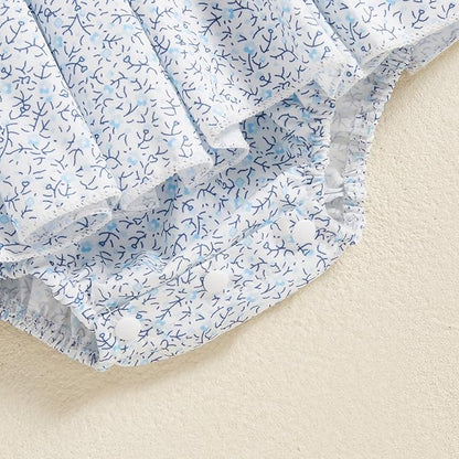 Summer Baby Girls Clothes Floral Short Sleeve Romper Dress Tutu Bodysuit Doll Collar Jumpsuit One Piece Outfit