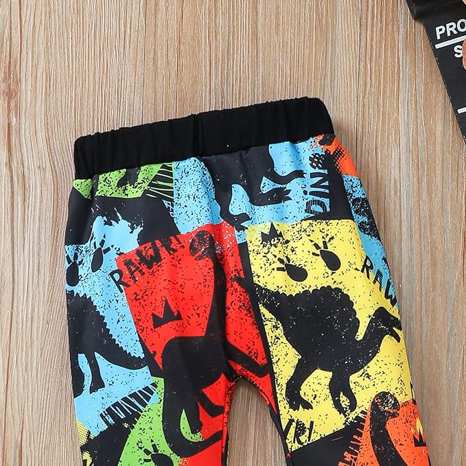 Baby Boys Dinosaur Long Sleeve Hoodie Tops Sweatsuit Pants Winter Outfit Set