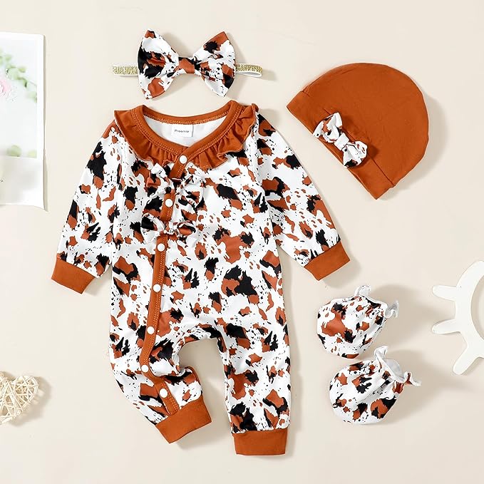 Infant Baby Girl Clothes Newborn Girl Romper Fall Winter Outfit Ruffle Long Sleeve Jumpsuit Romper Cute Baby Girl Outfit