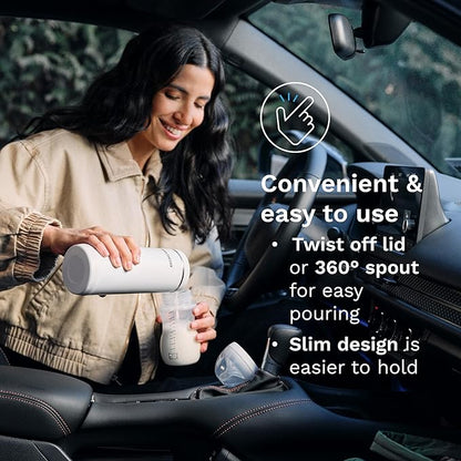 Baby Brezza Portable Warmer – 3X Faster Baby Bottle Warming - Travel Breastmilk and Formula Warmer - Safe, Even Heating - Up to 9oz - No Adapters, White