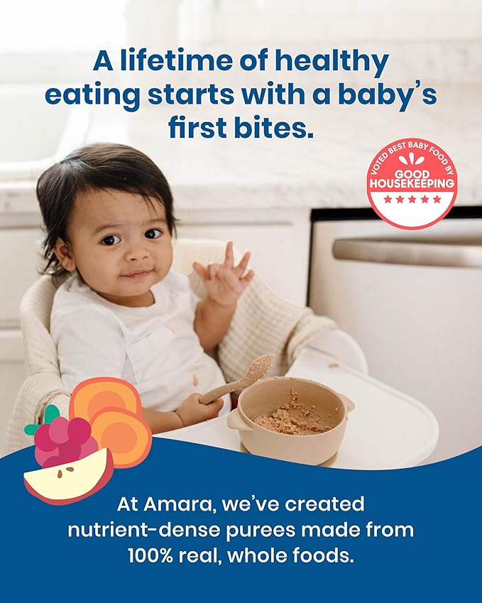 Amara Organic Baby Food - Stage 3 - Black Bean & Sweet Corn - Baby Cereal to Mix With Breastmilk, Water or Baby Formula - Shelf Stable Baby Food Pouches Made from Organic Veggies - 5 Pouches, 3.5oz Per Serving