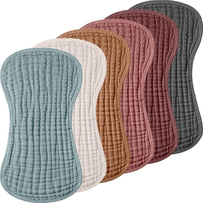 Frienda 6 Pack Muslin Burp Cloths Cotton Large 20''x 9'' Extra Absorbent and Soft Baby Burping Cloth for Baby Boy Girl Unisex(Fresh Colors)
