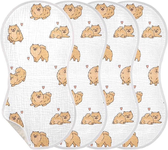 vvfelixl Muslin Burp Cloths Funny Pomeranian Spitz Dogs Baby Washcloths for Baby Girl Boys 2 Pack