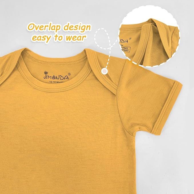 Jimonda Baby Bodysuits Rayon from Bamboo Short Sleeve Baby Boys Girls Rompers Soft Outfits Newborn Clothes