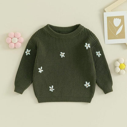 Mubineo Baby Girl Winter Clothes Cute Flower Sweater Crewneck Pullover Long Sleeve Knit Newborn Infant Sweaters