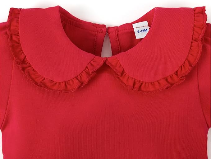 Magic Park 0-24M Infant Girl Peter Pan Collar Romper Baby Long Sleeve Bodysuit Girls Ruffle Jumpsuit Casual Winter Tops