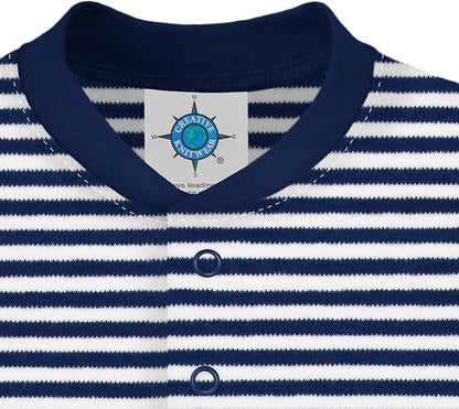 Creative Knitwear College Baby Striped Footed Romper - Team Logo, Multiple Colors, for Boys & Girls (0-9 Months)