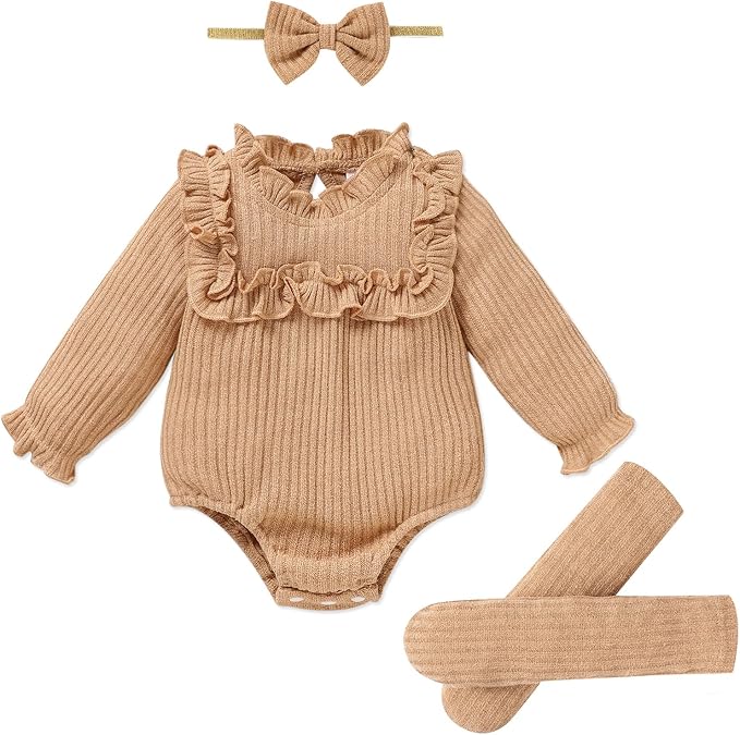 GRNSHTS Newborn Baby Girl Clothes Ruffle Rompers Toddler Fall Outfits for Girls Set Little Girl Fall Winter Clothing