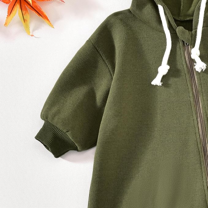 Unutiylo Unisex Baby Boys Girls Long Sleeve Infant Baby Zipper Hooded Jumpsuits Romper Loose Outfit Clothes