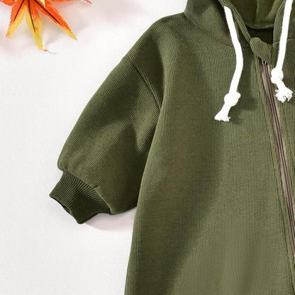 Unutiylo Unisex Baby Boys Girls Long Sleeve Infant Baby Zipper Hooded Jumpsuits Romper Loose Outfit Clothes