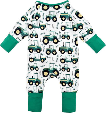 Bow Dream Bamboo Rayon Baby Boy Romper Footed Long Sleeve Footies Newborn Girl Clothes Footless with Zipper and Mitten Cuffs