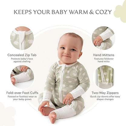 Bamboo Little Ultra-Soft Convertible Baby Romper - Gender Neutral Infant Clothes with 2-Way Zipper, Footless Sleepwear