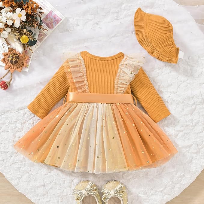 Aalizzwell Infant Newborn Girls Long Sleeve Bodysuit Dress