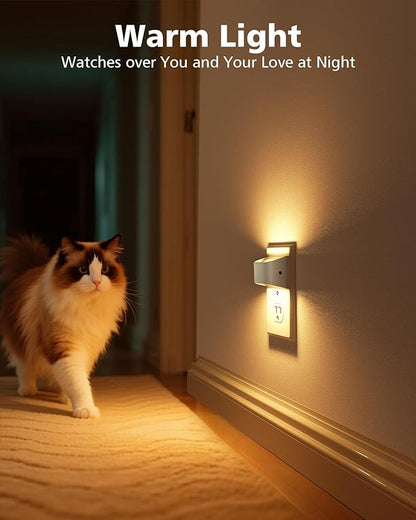 VOLISUN Night Lights Plug into Wall, 6 Pack Up and Down LED Night Light with Dusk to Dawn Light Sensor, 3000K Warm White Nightlight for Hallway, Bedroom, Bathroom, Kitchen White