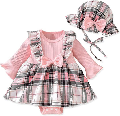 Aalizzwell Infant Baby Girls One Piece Romper Dress with Hat 0-18 Months