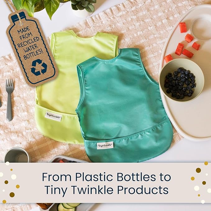 Tiny Twinkle Mess Proof Baby Bib for Girls | Waterproof Toddler Bib for Eating | Baby Apron for Feeding | Machine Washable | Perfect Shower Gift (Boho Rainbow, 6–24M)