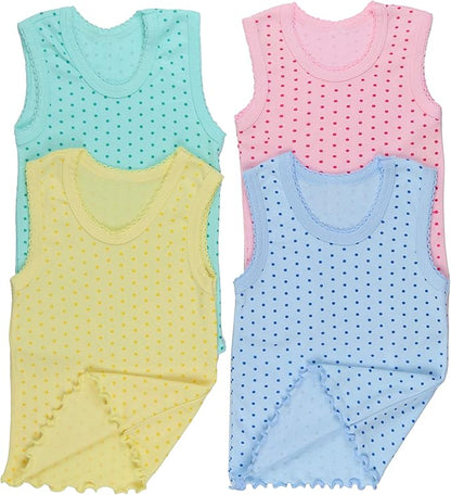 ToBeInStyle Girl's 4 Pack Ruffle Hem Cotton Tank Tops