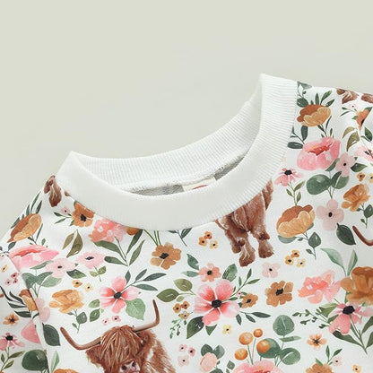 3Pcs Baby Girl Outfits Daisy Sweatshirt + Pants + Headband Infant Fall Winter Clothes