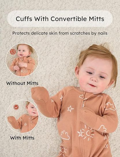 Yoofoss Baby Pajamas 100% Organic Cotton Baby Sleepers for Newborn 0-3 3-6 6-9 Months Boys Girl Clothes 3pcs Footed PJs