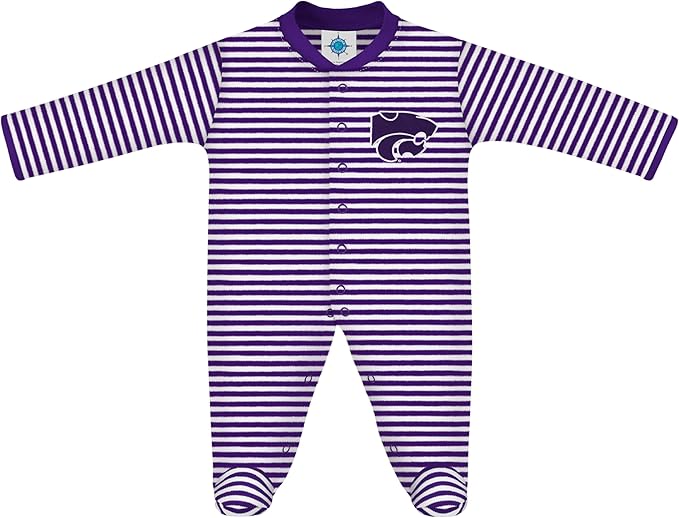 Creative Knitwear College Baby Striped Footed Romper - Team Logo, Multiple Colors, for Boys & Girls (0-9 Months)