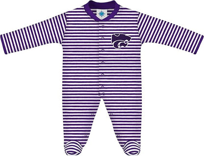 Creative Knitwear College Baby Striped Footed Romper - Team Logo, Multiple Colors, for Boys & Girls (0-9 Months)