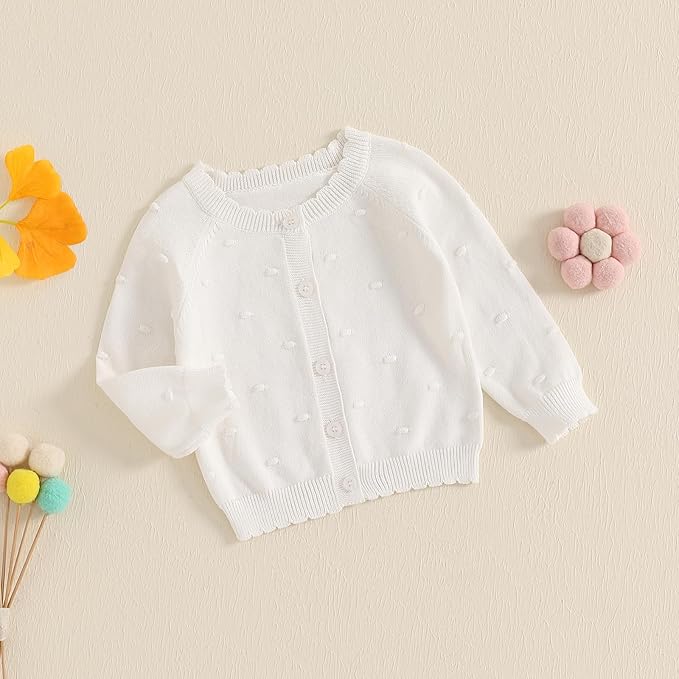 Newborn Baby Girl Knit Sweater Cardigan Winter Warm Button Down Sweatshirt Top Jacket Outfit Cute Infant Fall Clothes