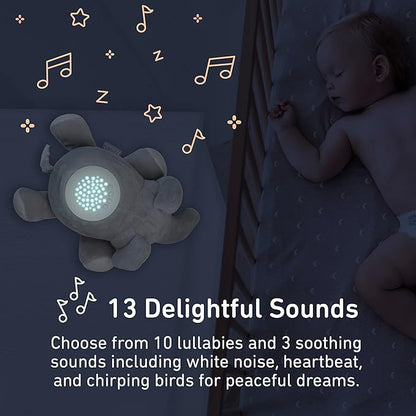 PureBaby Sound Sleepers Portable Sound Machine & Star Projector - Plush Sleep Aid for Baby and Toddlers with Soothing Night Light Display, 10 Lullabies, White Noise, and Heartbeat Sounds (Elephant)