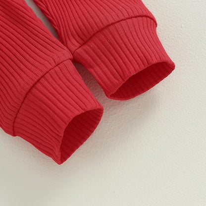 Newborn Baby Boy Girl Clothes Ribbed Knitted Long Sleeve Romper Pants Solid Cotton Infant Fall Winter Outfits 2Pcs