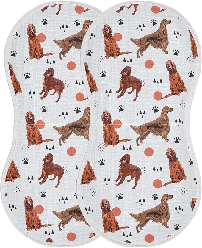 vvfelixl Irish Setter Dog Pattern Burp Cloths for Baby Boy Girls Baby Washcloths Burp Rags 1 Pack