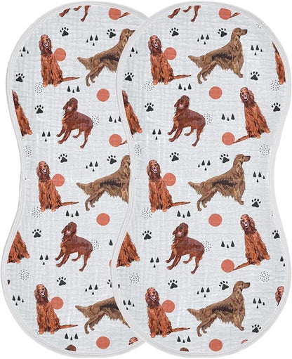 vvfelixl Irish Setter Dog Pattern Burp Cloths for Baby Boy Girls Baby Washcloths Burp Rags 1 Pack