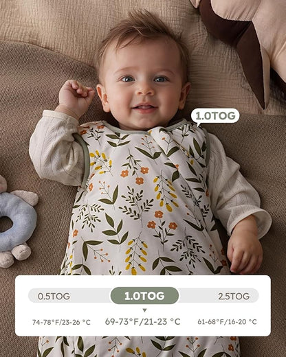 Yoofoss Rayon Made from Bamboo Baby Sleep Sack 18-24 Months 1.0 Tog Baby Wearable Blanket, Super Soft Infant Toddler Sleeping Sack 2-Way Zipper